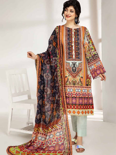 Luxury Digital Printed Lawn With Digital Printed Organza Duppata GJRR2102A12