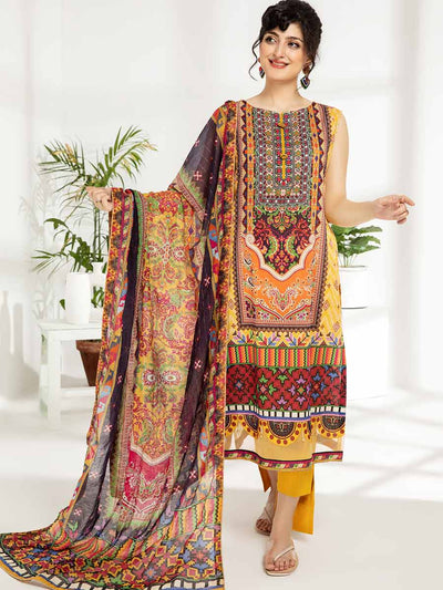 Luxury Digital Printed Lawn With Digital Printed Organza Duppata GJRR2102A8