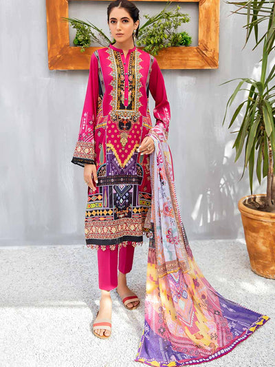 Luxury Digital Printed Lawn With Bamber Chiffon Satan Patti Duppata GJA2103A12