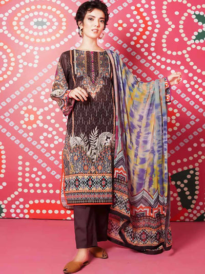 Luxury Digital Printed Lawn Jacquard Golden Brosha With Digital Printed Crincle Chiffon  Duppata GJAM2103A4